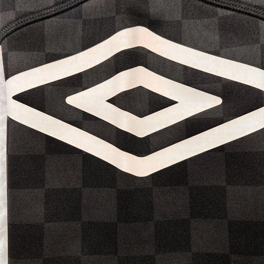 UMBRO Pants Jr. Women's Checkered Straight Leg Yoga Capri Stretch Black Gray XL - Picture 4 of 13